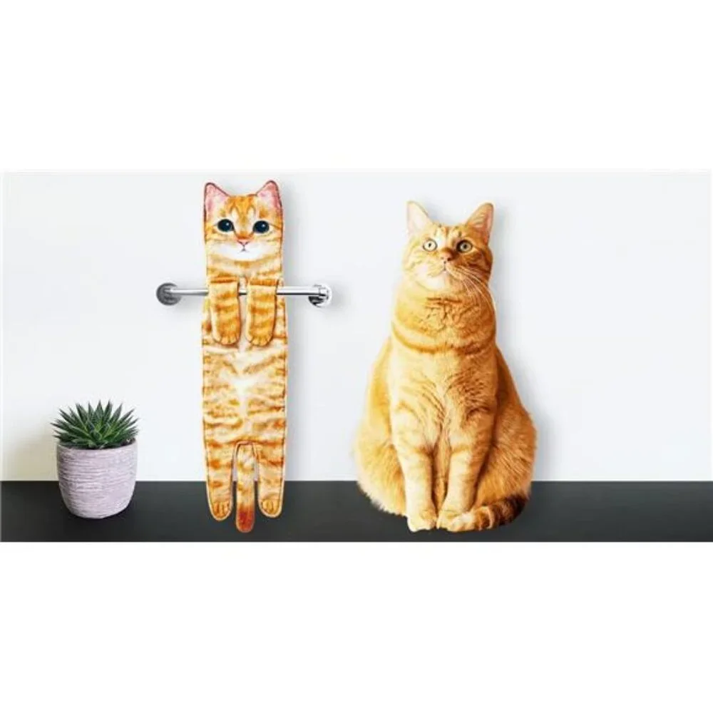 Funny Hand Towels - Cute Cat Decor Hanging Washcloths & Face Towels